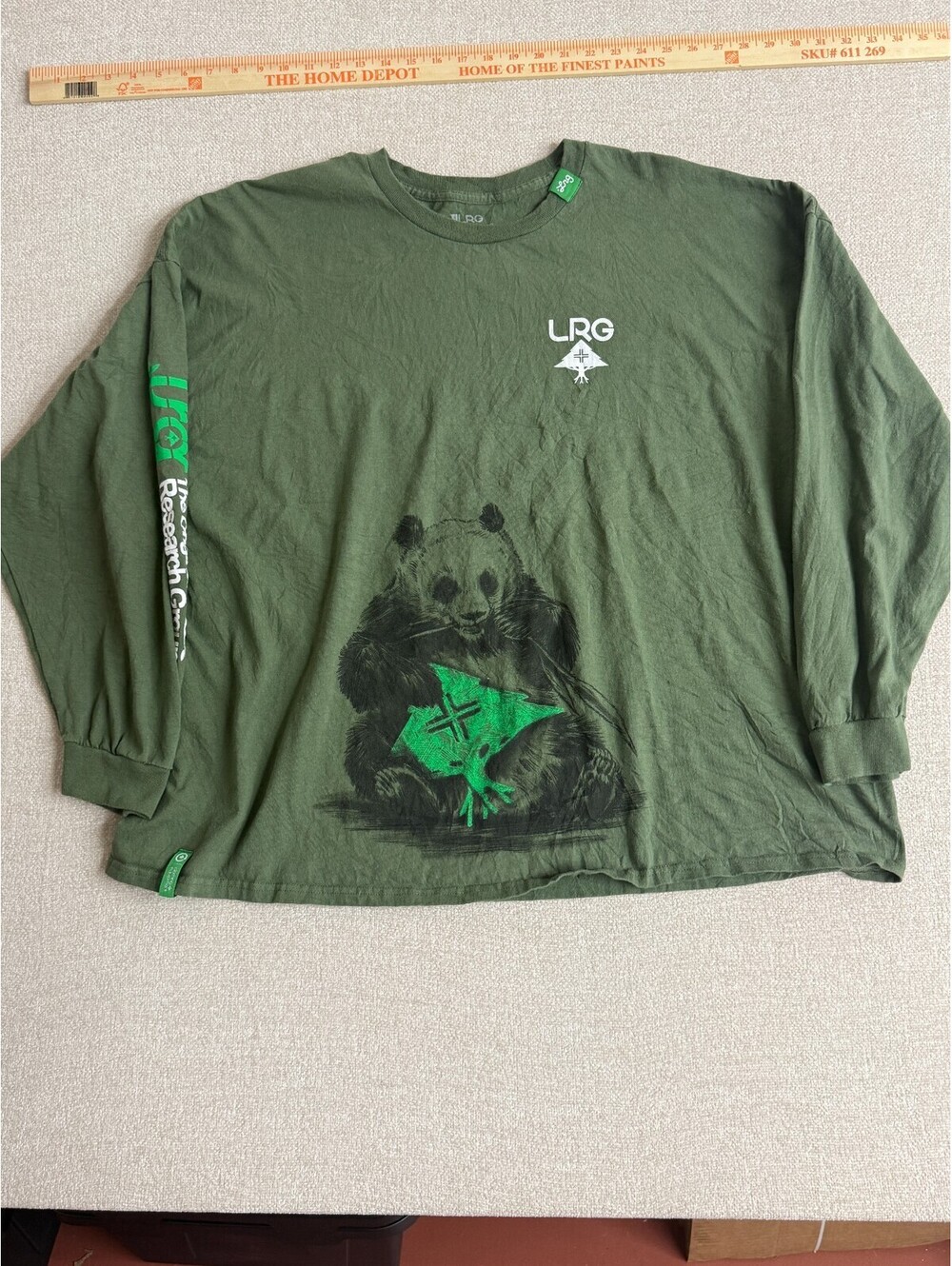 LRG Mens 4XL Olive Green Panda Tree Long Sleeve Graphic T-Shirt Lifted Research
